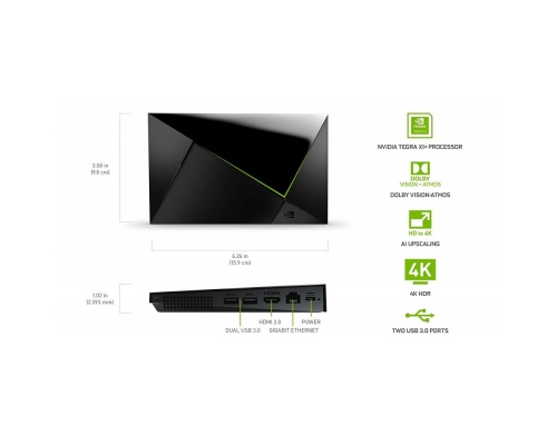 NVidia TV Box Shield TV Pro (2019) 4K UHD με WiFi USB 3.0 /USB 3.1 (USB-C) 3GB RAM και 16GB Αποθηκευτικό Χώρο με Λειτουργικό Android 9.0 και Google Assistant / Alexa