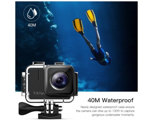 Wolfang GA100 Action Camera 4K Ultra HD Υποβρύχια με WiFi Μαύρη με Οθόνη