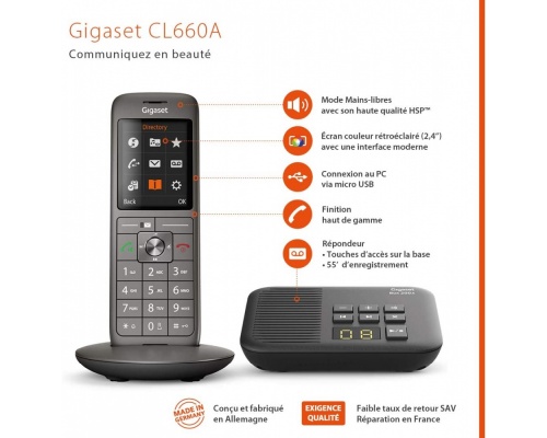 Gigaset CL660A Ασύρματο Τηλέφωνο με Ελληνικό Μενού Γκρι
