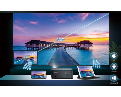 Yaber K2s Projector Full HD με Wi-Fi και Ενσωματωμένα Ηχεία Γκρι