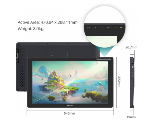 Huion Kamvas 22 Plus Γραφίδα Σχεδίασης με Όθονη FHD 21.5"