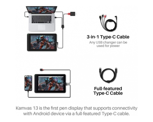 Huion Kamvas 16 2021 Γραφίδα Σχεδίασης με Όθονη FHD 15.6"