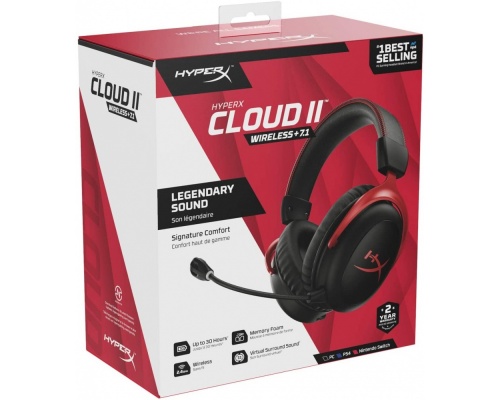 HyperX Cloud II Wireless Over Ear Gaming Headset με σύνδεση USB Κόκκινο