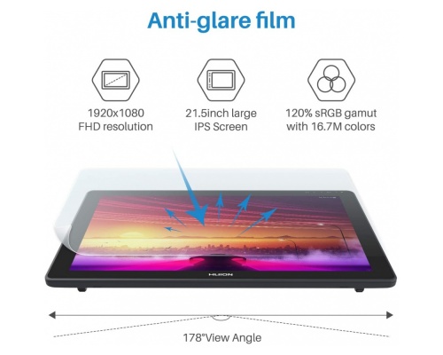 HUION KAMVAS 22(2020)  Γραφίδα Σχεδίασης με Όθονη FHD 21.5"