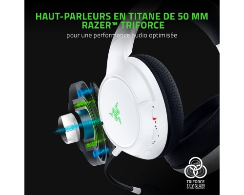 Razer Kaira Ασύρματο Over Ear Gaming Headset με σύνδεση USB Λευκό