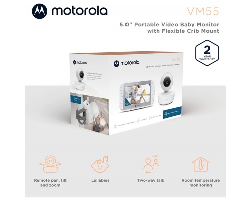 Motorola Ασύρματη Ενδοεπικοινωνία Μωρού με Κάμερα & Οθόνη 5" με Αμφίδρομη Επικοινωνία & Νανουρίσματα VM-55