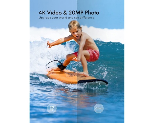 Wolfang GA100 Action Camera 4K Ultra HD Υποβρύχια με WiFi Μαύρη με Οθόνη