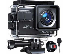 Wolfang GA100 Action Camera 4K Ultra HD Υποβρύχια με WiFi Μαύρη με Οθόνη
