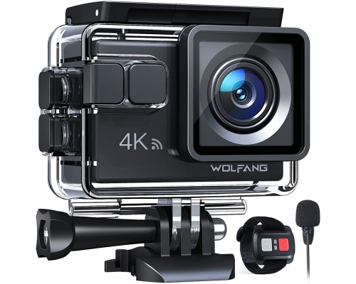 Wolfang GA100 Action Camera 4K Ultra HD Υποβρύχια με WiFi Μαύρη με Οθόνη