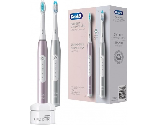 Oral-B Pulsonic Slim Luxe 4900 win Pack Ηλεκτρική Οδοντόβουρτσα με Χρονομετρητή Platinum/rose gold