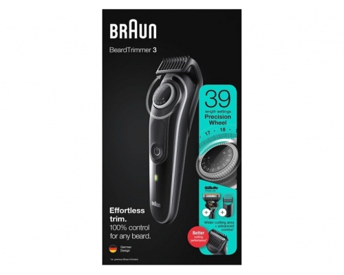 Braun Beard Trimmer 3 Σετ Επαναφορτιζόμενης Κουρευτικής Μηχανής Μαύρο BT3342