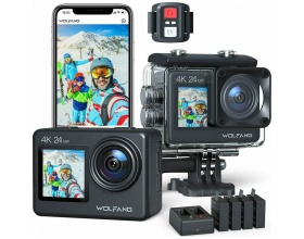 WOLFANG GA200 με διπλή (selfie) οθόνη αφής, σταθεροποιητή EIS, 4K βίντεο + 4 μπαταρίες 1050mAh και φορτιστή WOLFANG GA200 με διπλή (selfie) οθόνη αφής, σταθεροποιητή EIS, 4K βίντεο + 4 μπαταρίες 1050mAh και φορτιστή