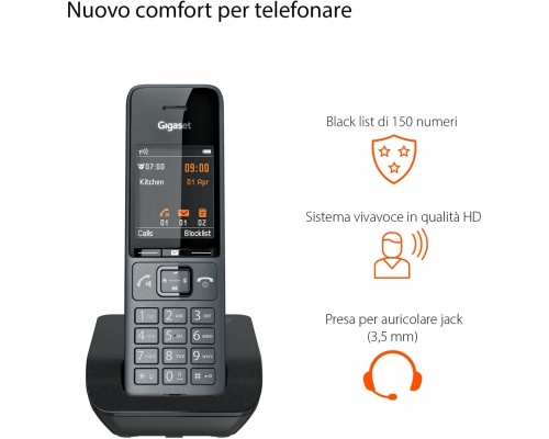 Gigaset Comfort 520 Duo Ασύρματο Τηλέφωνο με Aνοιχτή Aκρόαση Μαύρο