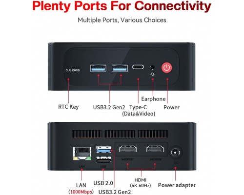 Beelink Mini PC SER5 Pro Ryzen 7 5800H 4.4GHz 16GB DDR4/500GB SSD/W11 Pro)