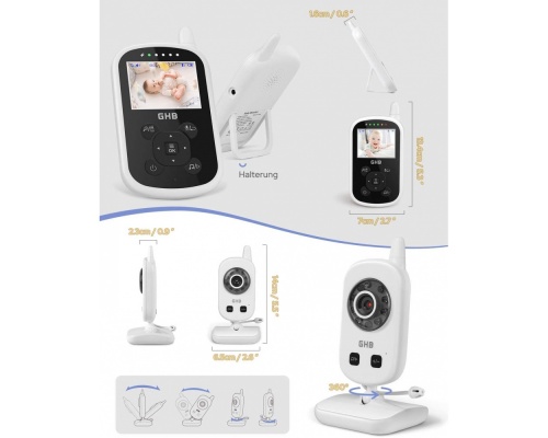 GHB Baby Monitor UU24 2,4 ιντσών με Υπέρυθρη Κάμερα και λειτουργία Νανουρίσματος