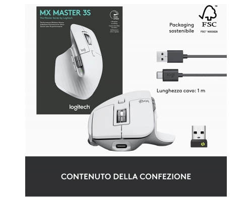 Logitech MX Master 3S Ασύρματο Εργονομικό Bluetooth Ποντίκι Pale Gray
