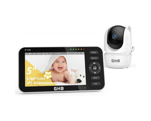 GHB Baby Monitor SM50B 5 ιντσών με Υπέρυθρη Κάμερα και λειτουργία Νανουρίσματος