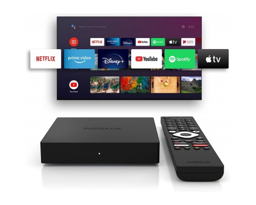 Nokia Streaming Box 8010, Android TV (Chromecast, HDMI, H.264, HEVC H.265, Netflix, Prime Video, Disney+) - Black