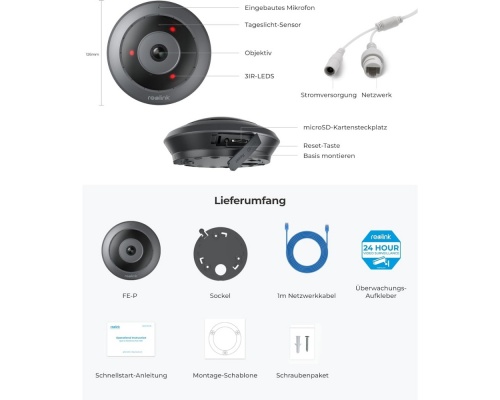 Reolink Fisheye Camera 6MP HD PoE IP FE-P