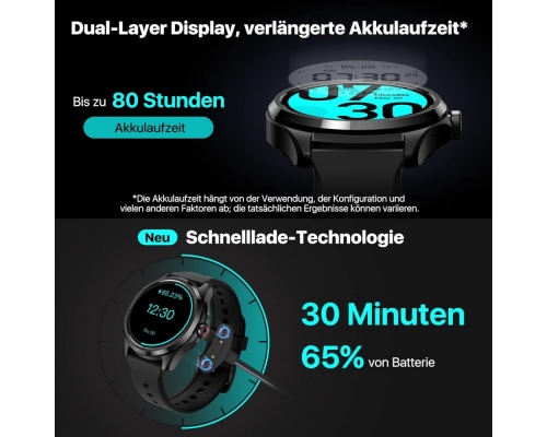 Ticwatch Pro 5 Aluminium 48mm Αδιάβροχο Smartwatch με Παλμογράφο (Μαύρο)