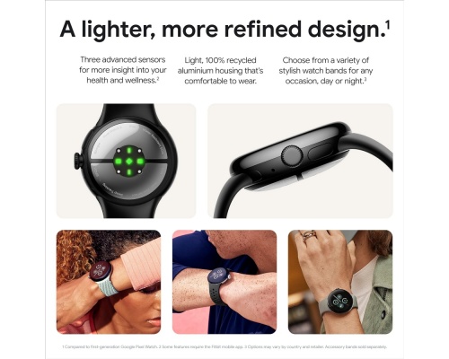 Google Pixel Watch 2 Aluminium 41mm με Παλμογράφο (Polished Silver / Porcelain Active Band)