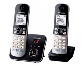 Panasonic KX-TG6822 Ασύρματο Τηλέφωνο Σετ 2 Ακουστικά με ανοιχτή ακρόαση Μαύρο