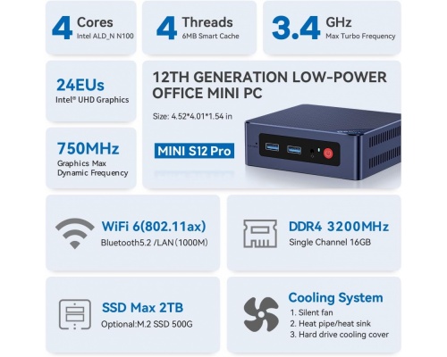 BEELINK mini PC MINI S13 Pro, Intel N150, 16B, 500GB SSD, Windows 11 Pro - MINIS13PRO-N150-16500