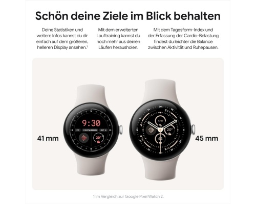 Google Pixel Watch 3 Aluminium 41mm Αδιάβροχο με Παλμογράφο (Polished Silver Aluminum case / Porcelain Active Band)