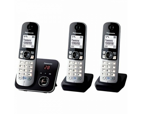 Panasonic KX-TG6823 Ασύρματο Τηλέφωνο (Τριπλό Σετ) με Aνοιχτή Aκρόαση Μαύρο