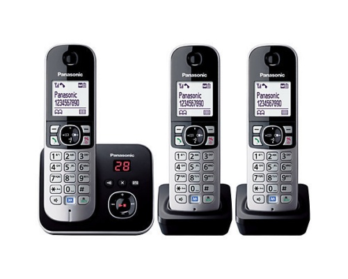 Panasonic KX-TG6823 Ασύρματο Τηλέφωνο (Τριπλό Σετ) με Aνοιχτή Aκρόαση Μαύρο