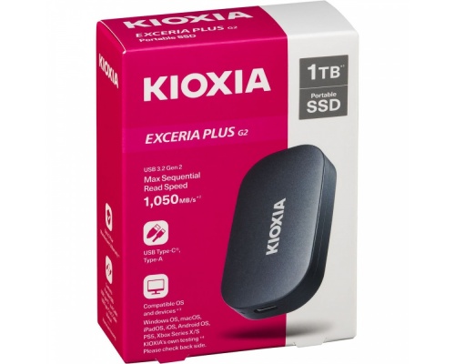Kioxia EXCERIA PLUS G2 USB 3.2 / USB-C Εξωτερικός SSD 1TB Μαύρο