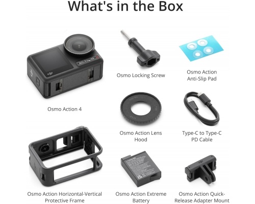 DJI Osmo Action 4 Essential Combo Action Camera 4K Ultra HD Υποβρύχια με WiFi Μαύρη με Οθόνη 2.25"