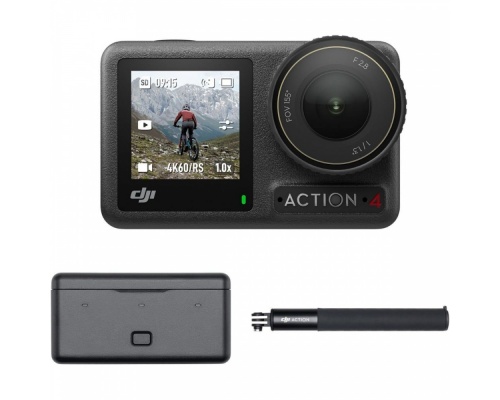 DJI Osmo Action 4 Adventure Combo 512GB Action Camera 4K Ultra HD Υποβρύχια με Οθόνη Αφής 2.25" και Wi-Fi Μαύρη