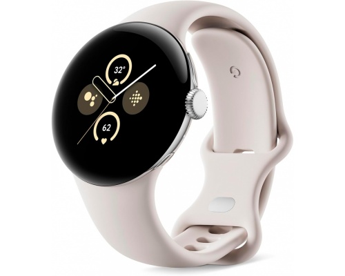 Google Pixel Watch 2 Aluminium 41mm με Παλμογράφο (Polished Silver / Porcelain Active Band)