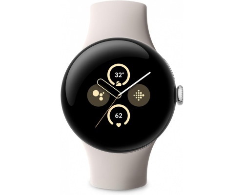 Google Pixel Watch 2 Aluminium 41mm με Παλμογράφο (Polished Silver / Porcelain Active Band)