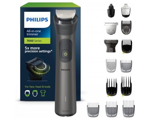 Philips Multigroom Επαναφορτιζόμενη Κουρευτική Μηχανή Γκρι MG7950/15 Philips Multigroom Επαναφορτιζόμενη Κουρευτική Μηχανή Γκρι MG7950/15