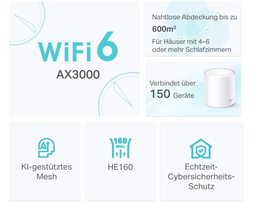 TP-LINK Deco X50 v1 WiFi Mesh Network Access Point Wi‑Fi 6 Dual Band (2.4 & 5GHz) σε Τριπλό Kit