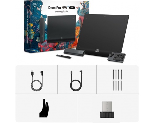 Xppen Deco Pro Gen 2 Graphics Tablet 16k Pressure Levels Wireless Connectivity Deco Pro Lw Ack05
