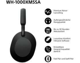 Sony WH-1000XM5SA Ασύρματα/Ενσύρματα Over Ear Ακουστικά με 30 ώρες Λειτουργίας Μαύρα