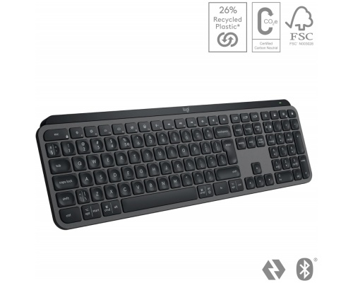 Logitech MX Keys S Ασύρματο Bluetooth Πληκτρολόγιο International English Graphite με Στήριγμα Καρπού
