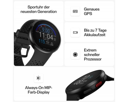 Polar Pacer Pro 45mm Smartwatch με Παλμογράφο (Carbon Gray)