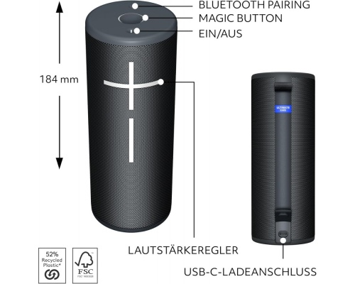 Ultimate Ears Boom 4 Ηχείο Bluetooth με Διάρκεια Μπαταρίας έως 15 ώρες Μαύρο Ultimate Ears Boom 4 Ηχείο Bluetooth με Διάρκεια Μπαταρίας έως 15 ώρες Μαύρο