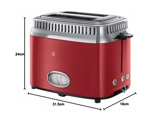 Russell Hobbs Retro Φρυγανιέρα 2 Θέσεων 1200W RED