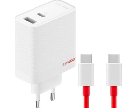 OnePlus Φορτιστής GaN με Θύρα USB-A και Θύρα USB-C και Καλώδιο USB-C - USB-C 80W Λευκός (SUPERVOOC)