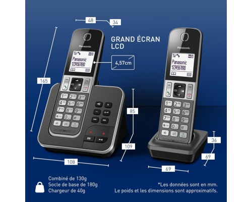 Panasonic KX-TGD322FRG Ασύρματο Τηλέφωνο Duo Μαύρο