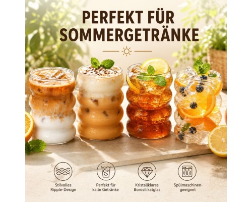 ALINK Σετ Ποτήρια Plus Size από Γυαλί 530ml 4μχ