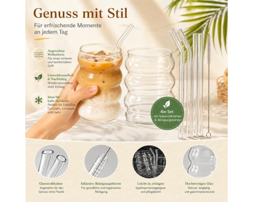 ALINK Σετ Ποτήρια Plus Size από Γυαλί 530ml 4μχ