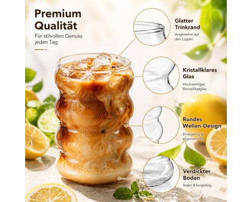 ALINK Σετ Ποτήρια Plus Size από Γυαλί 530ml 4μχ