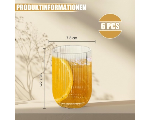 Ausune  Σετ Ποτήρια Νερού από Γυαλί Clear Crystal 410ml 6μχ