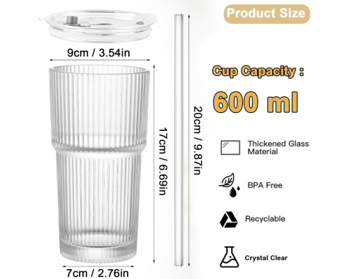 Lxoraziy Σετ Ποτήρια Long Drink από Γυαλί 600ml 4μχ